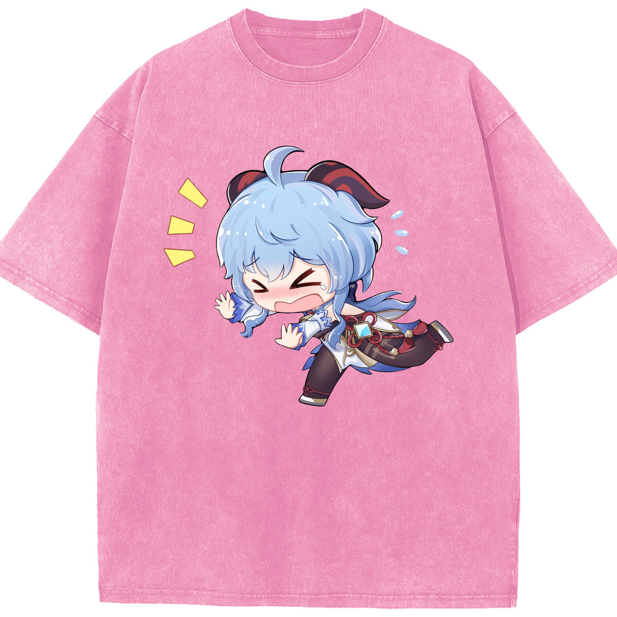 げんし神 甘雨 かんう genshin Ganyu 綿100% ヴィンテージ風 半袖Tシャツ（フロントプリント）